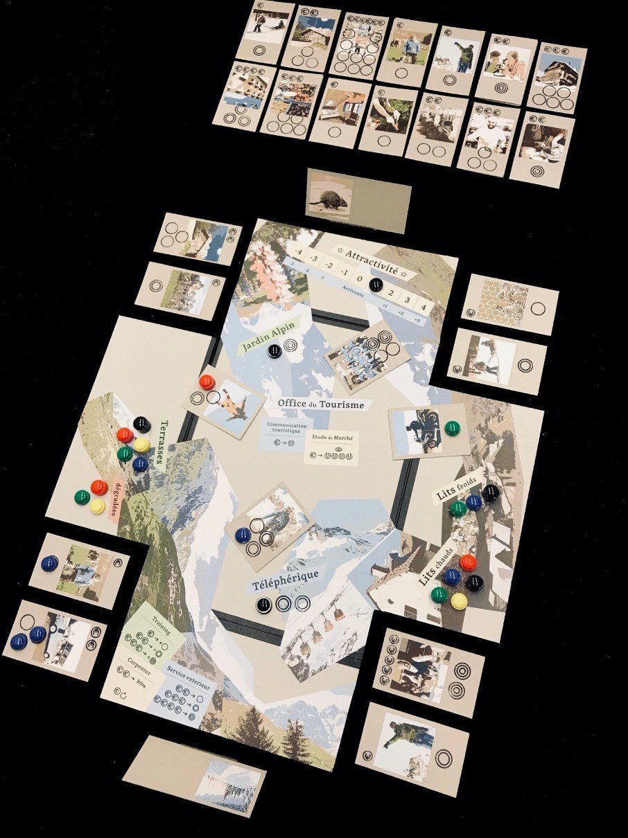 The board game «Game of Cruxes» about adaptation pathways in the Alps (Game design and photo by Ralph Sonderegger, ETH Zurich)