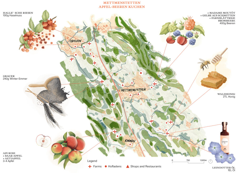 A Mettmenstetten recipe: Incorporating old and rare varieties cultivated on local grounds. Image from Tasting Grounds, a project by Xiang Lin, Nabila Larasati Pranoto, Maria Jose Castañeda Valbuena, and Emma Kaufmann LaDuc © ETH Zürich