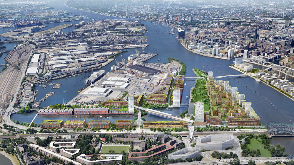 Parks, Promenaden, Plätze, Strassenräume und Höfe bilden zusammen eine neue Stadtlandschaft zwischen Fluss und Hafen... (Bild: Herzog und de Meuron / Vogt Landschaftsarchitekten)