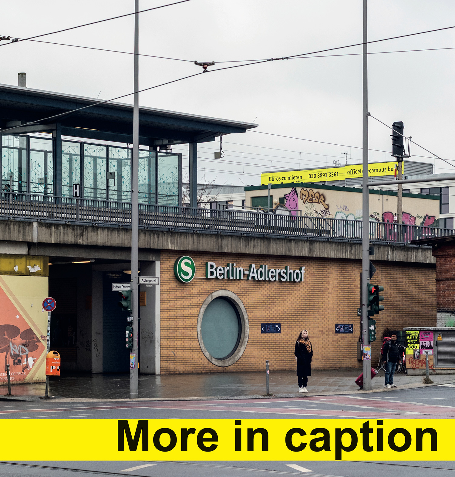 Train station Berlin Adlershof. Text: More in caption